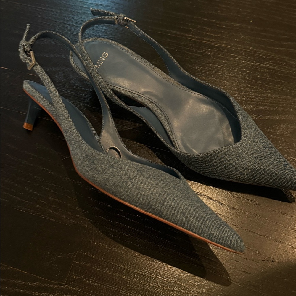 Mango Denim Blue Slingback Heels